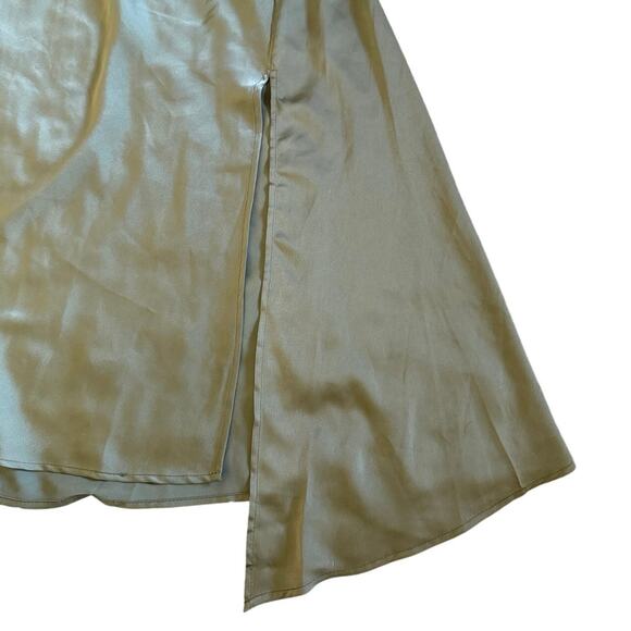 Women’s ASTR The Label Gaia Cowl Neck Satin Olive Green Dress Size Small - Picture 7 of 8